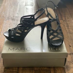 Marc Fisher Cuts Black Cut Out Platform Heels